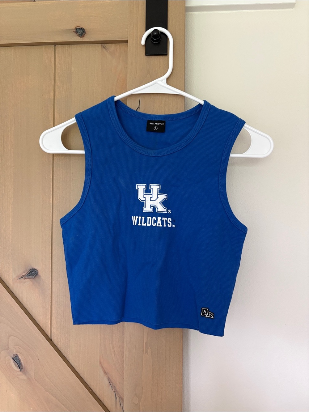 University Logo Blue Crop Tank Top - Wildcats